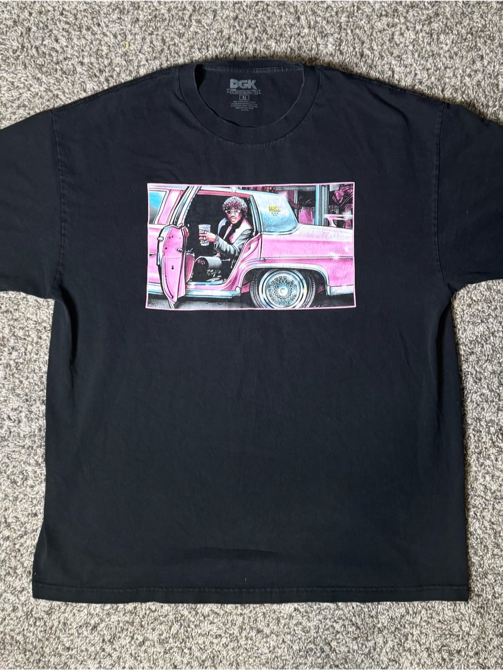 DGK Dirty Ghetto Kids Pink Lowrider Graphic T-Shirt Black Size XL